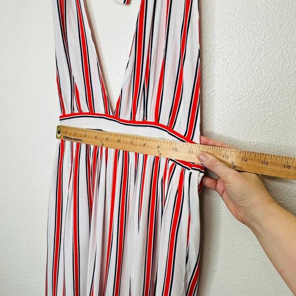 Urban Outfitters Raven White Red Blue Striped Halter Romper Jumpsuit S - Picture 11 of 15